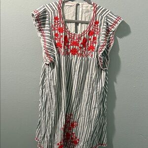 Kate Spade Broome Street Striped Top with Red Embroidery